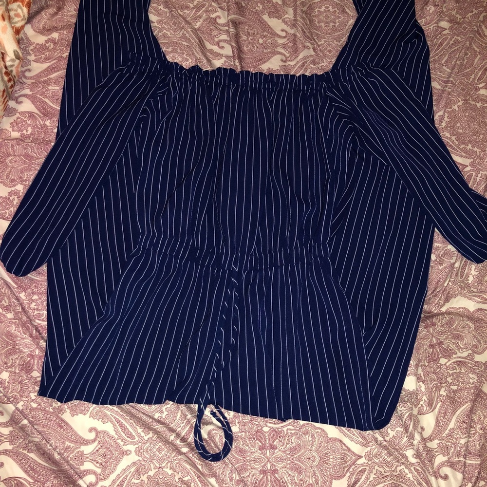 Navy pinstripe jumpsuit